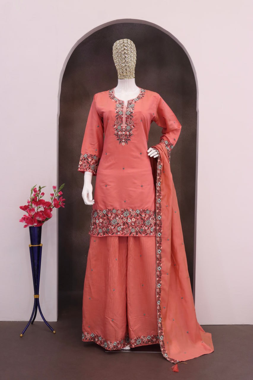 Roman Simar with Embroidery Multi & Zarkhan Work Suit