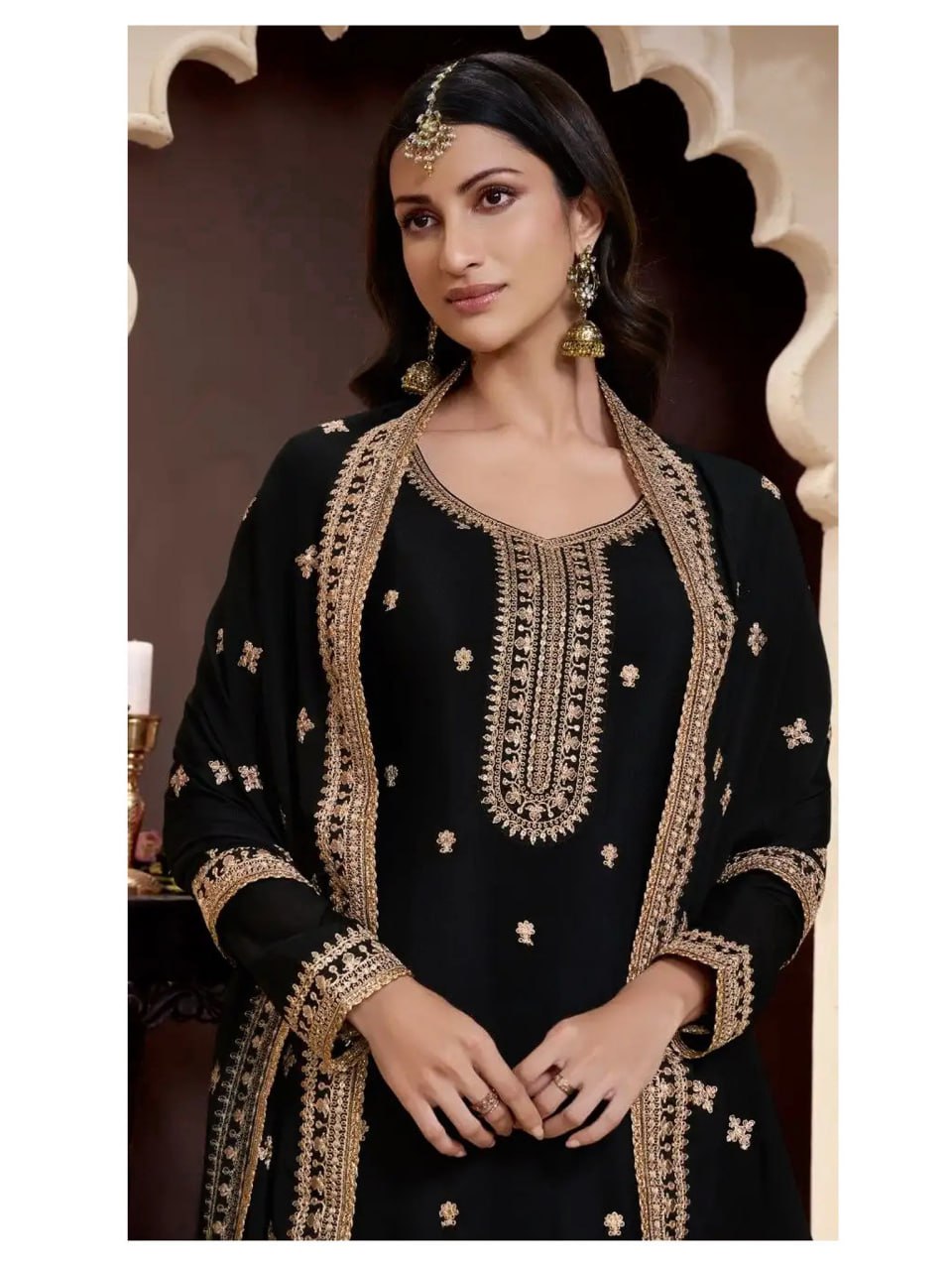 Multicolor Embroidery Work Suit With Plazo