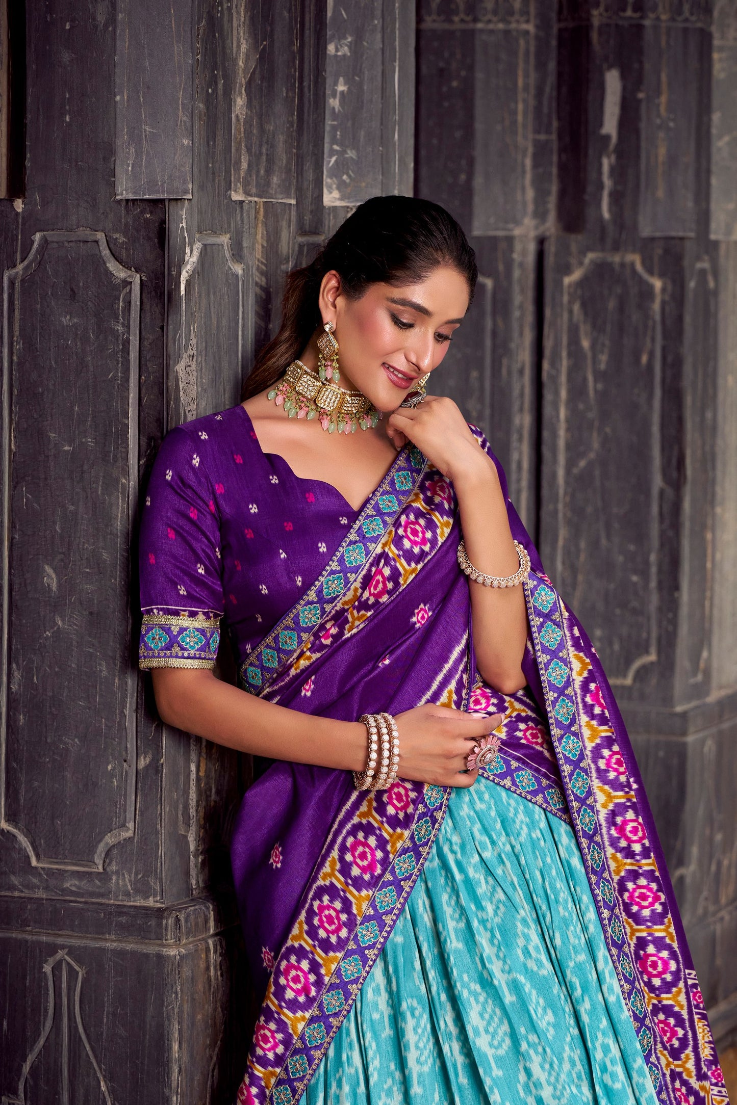 SKY BLUE IKKAT PRINT LEHENGA PREORDER SPECIAL