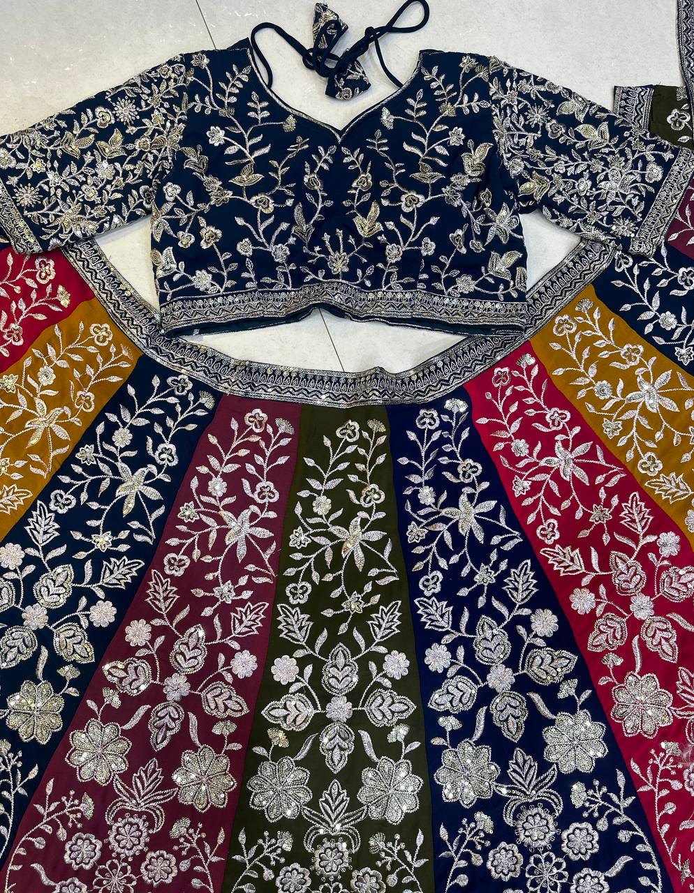 Multicolor Faux Georgette Lehenga Choli ON5053