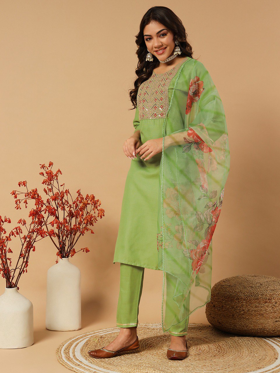 Fully Stitched Ethnic Set with Dupatta