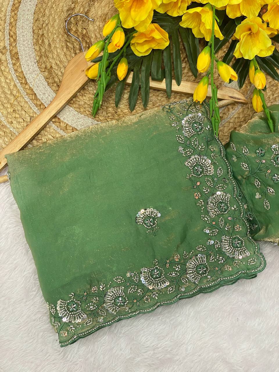 The most trending Beads Work Concept Saree