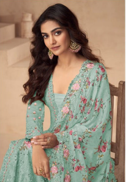 Vichitra With Embroidery work+ sequence Suit