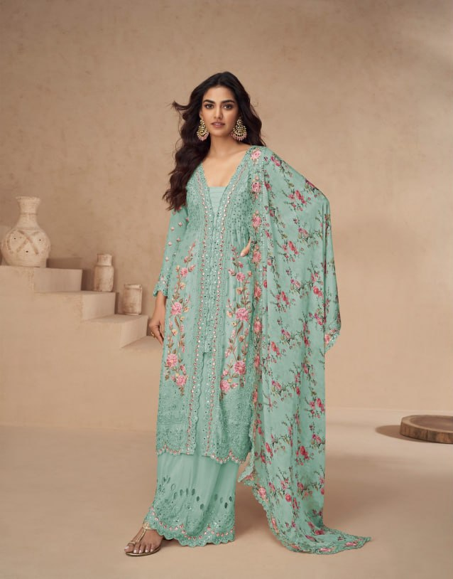 Vichitra With Embroidery work+ sequence Suit