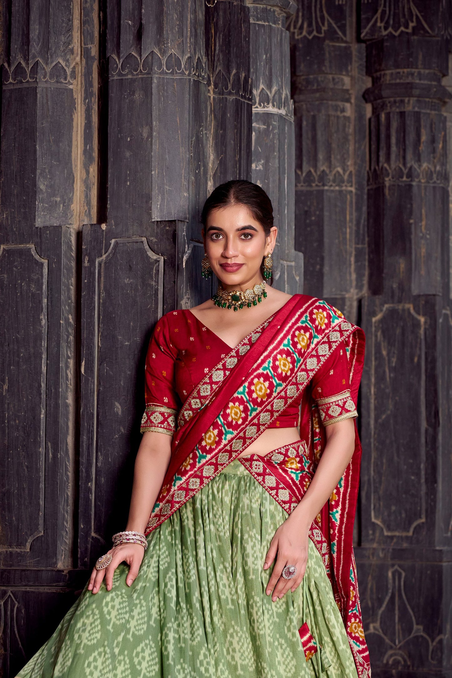 MEHENDI GREEN IKKAT PRINT LEHENGA PREORDER SPECIAL