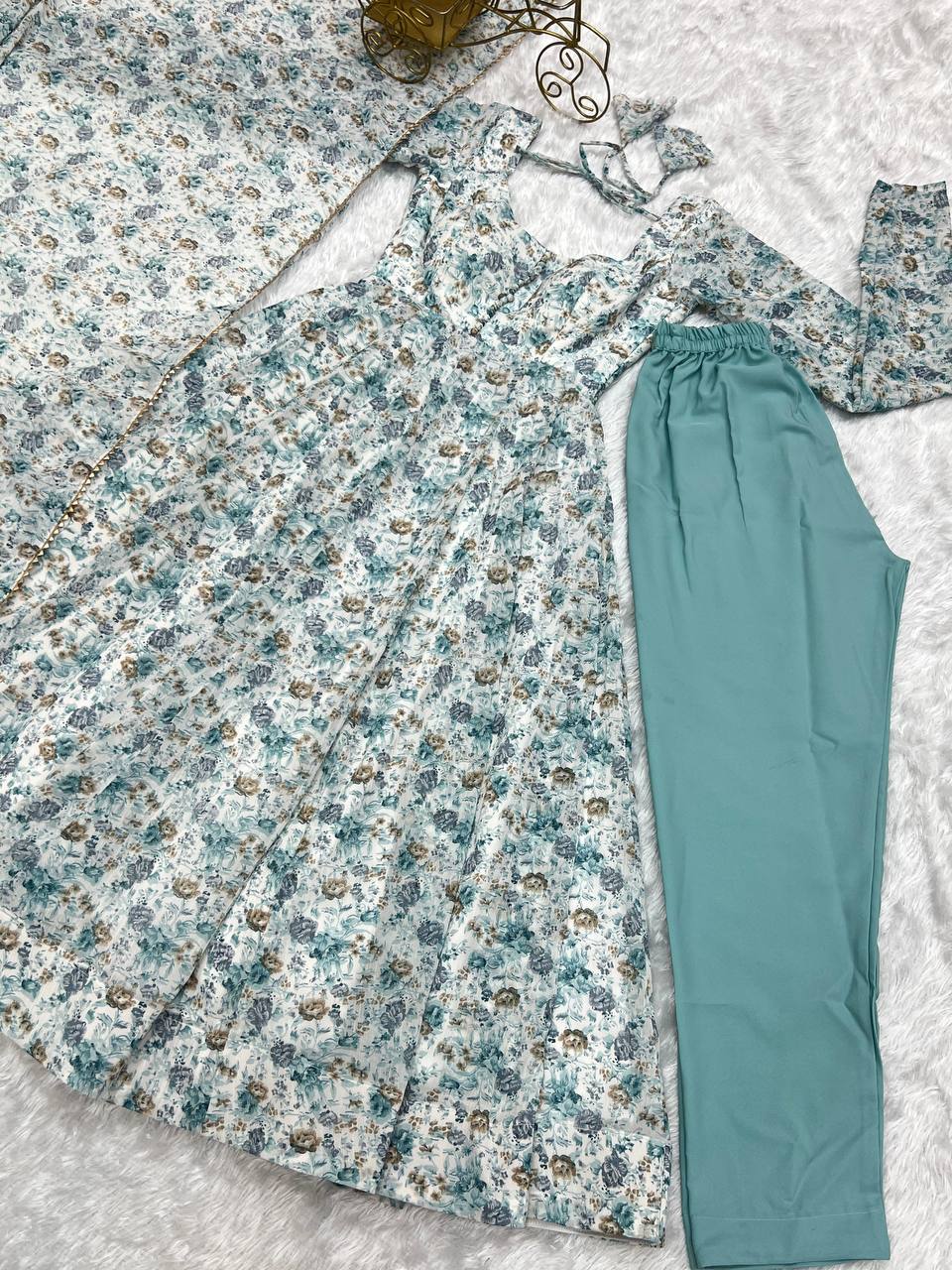 Heavy Chiffon Floral Print Anarkali Set