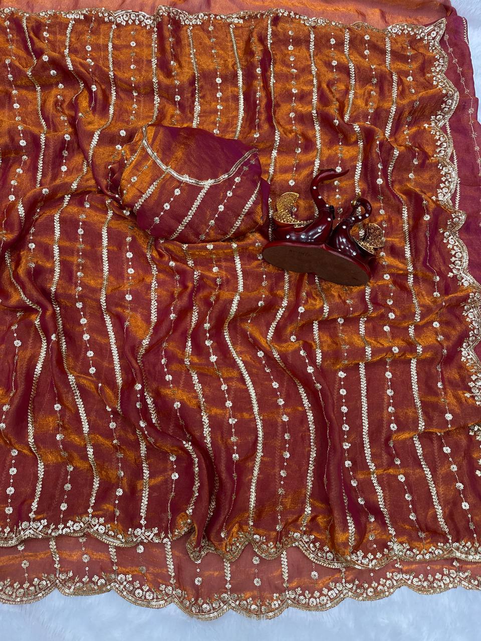 Embroidery Soft Space Silk Saree (M1001)