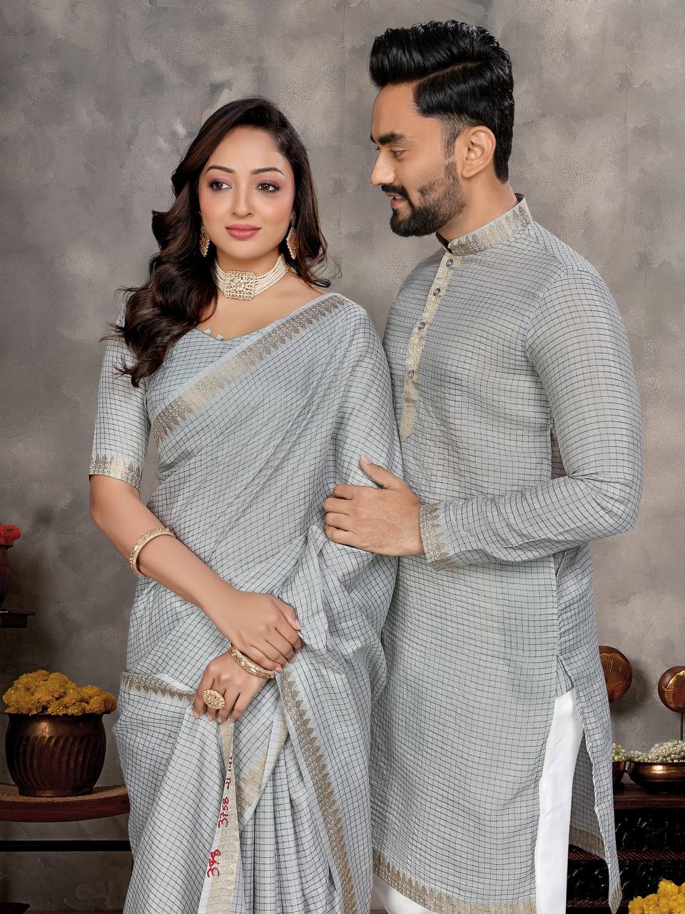 JARI CHECKS SILLK KURTA WITH PAJAMA