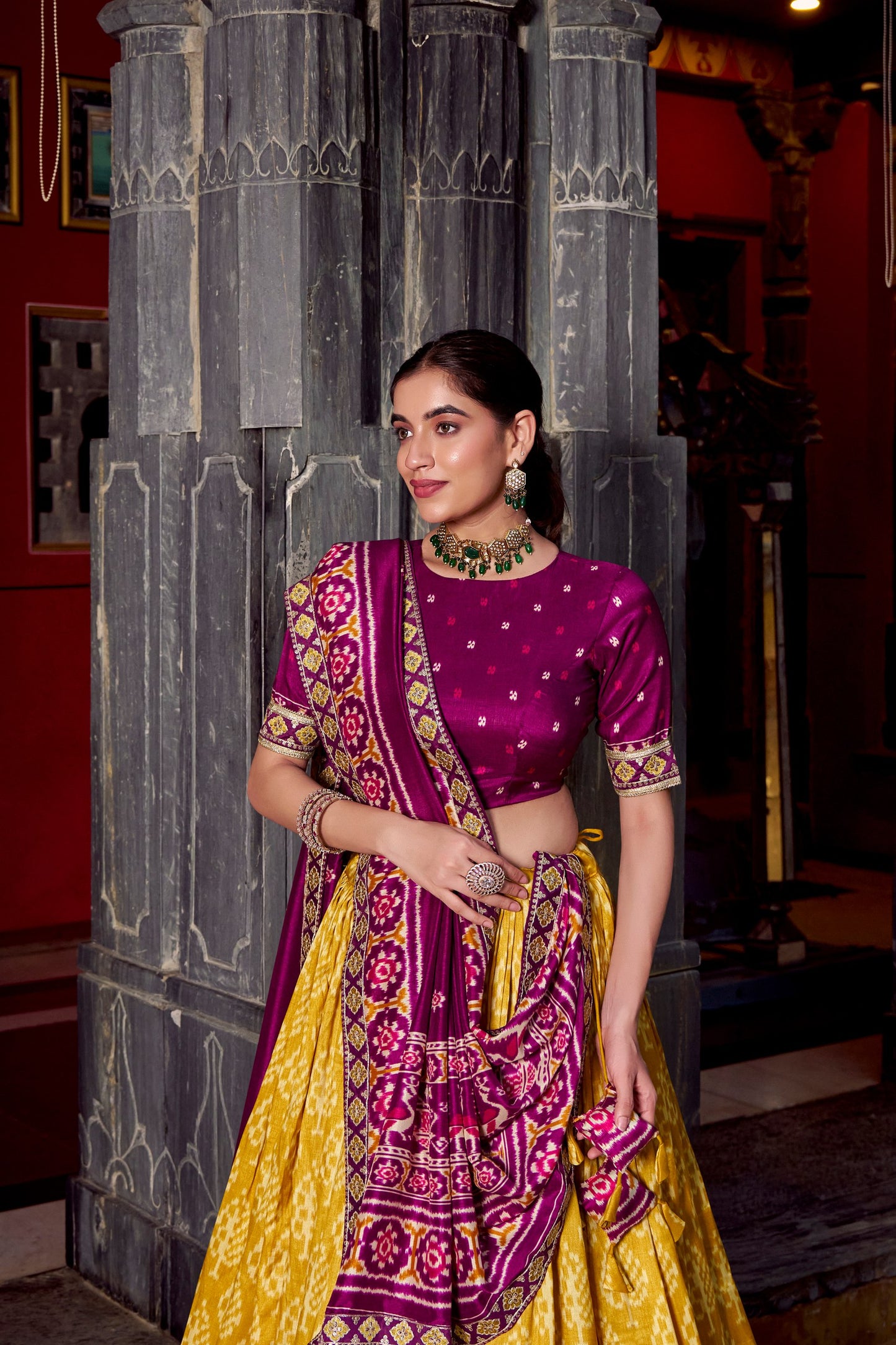 GOLD IKKAT PRINT LEHENGA PREORDER SPECIAL