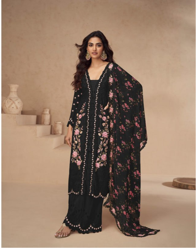 Vichitra With Embroidery work+ sequence Suit