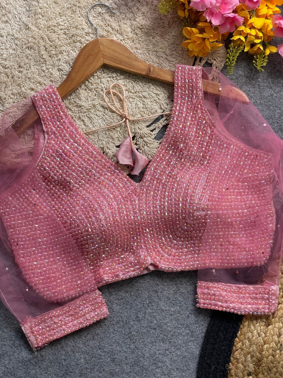 Handcrafted Pearl Work all over Blouse