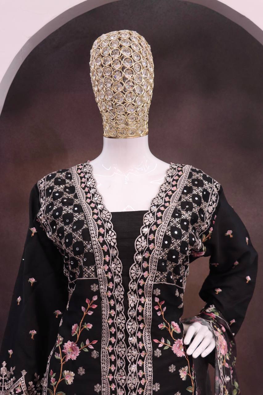Vichitra With Embroidery work+ sequence Suit