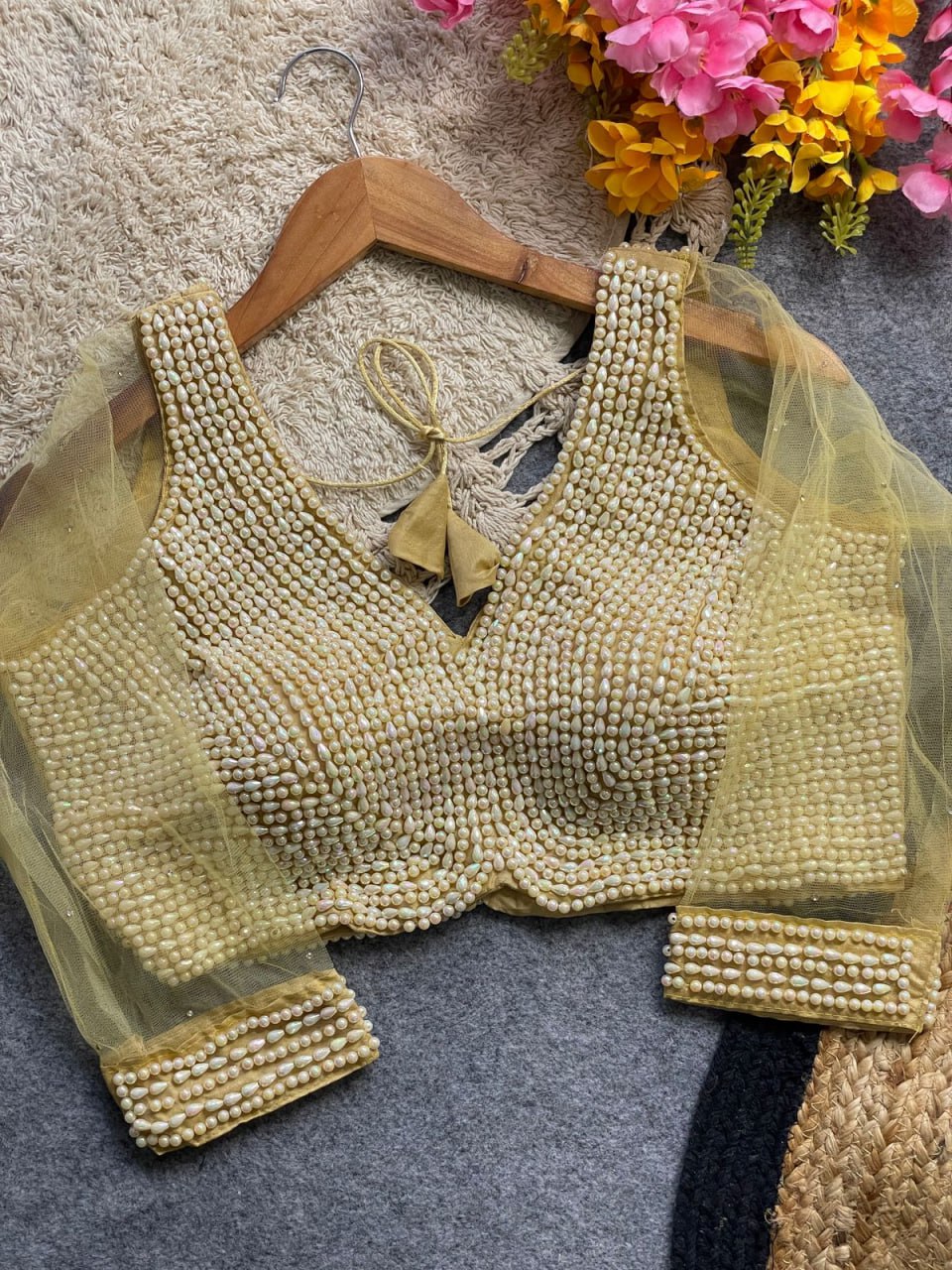 Handcrafted Pearl Work all over Blouse