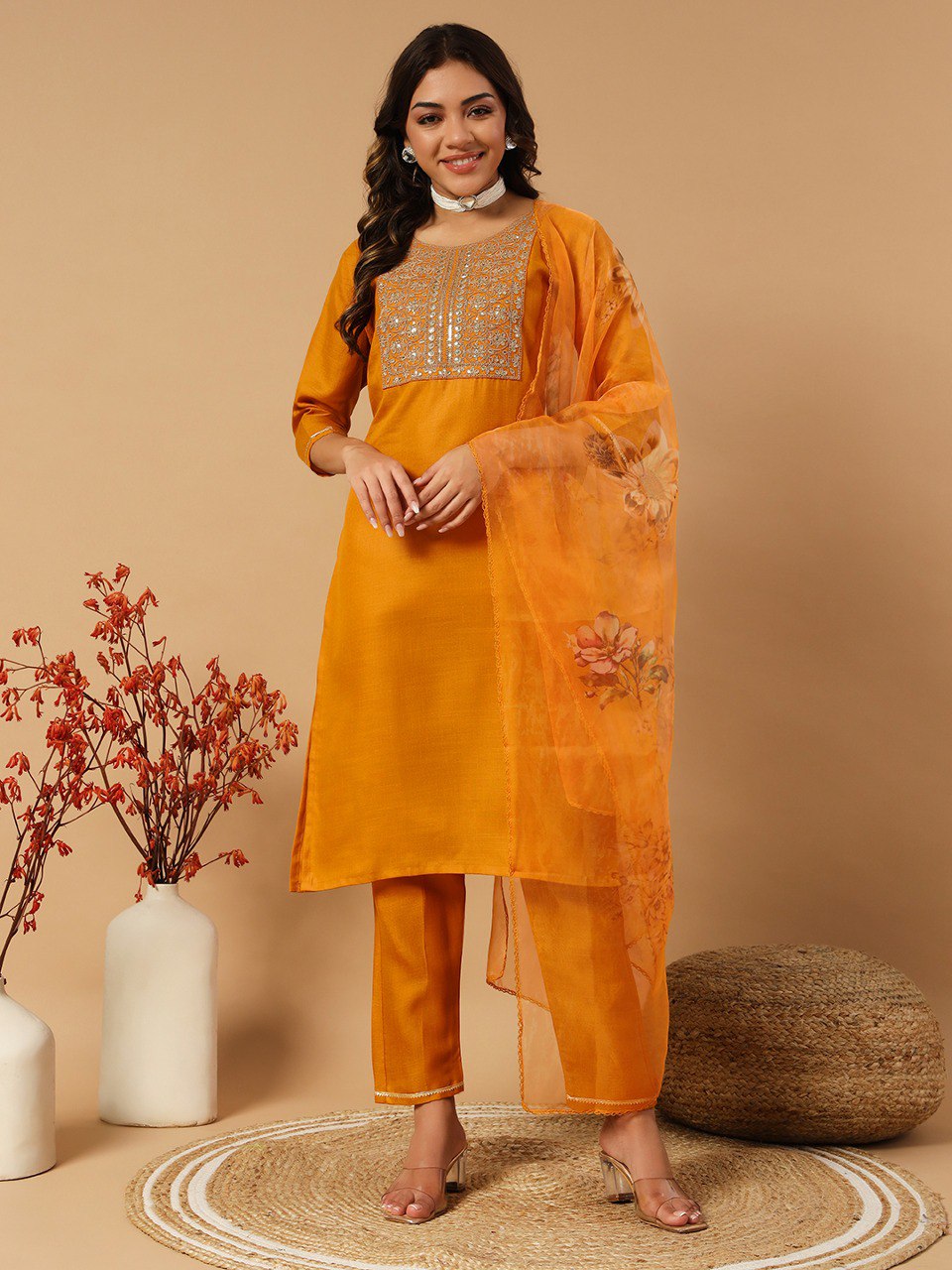Fully Stitched Ethnic Set with Dupatta