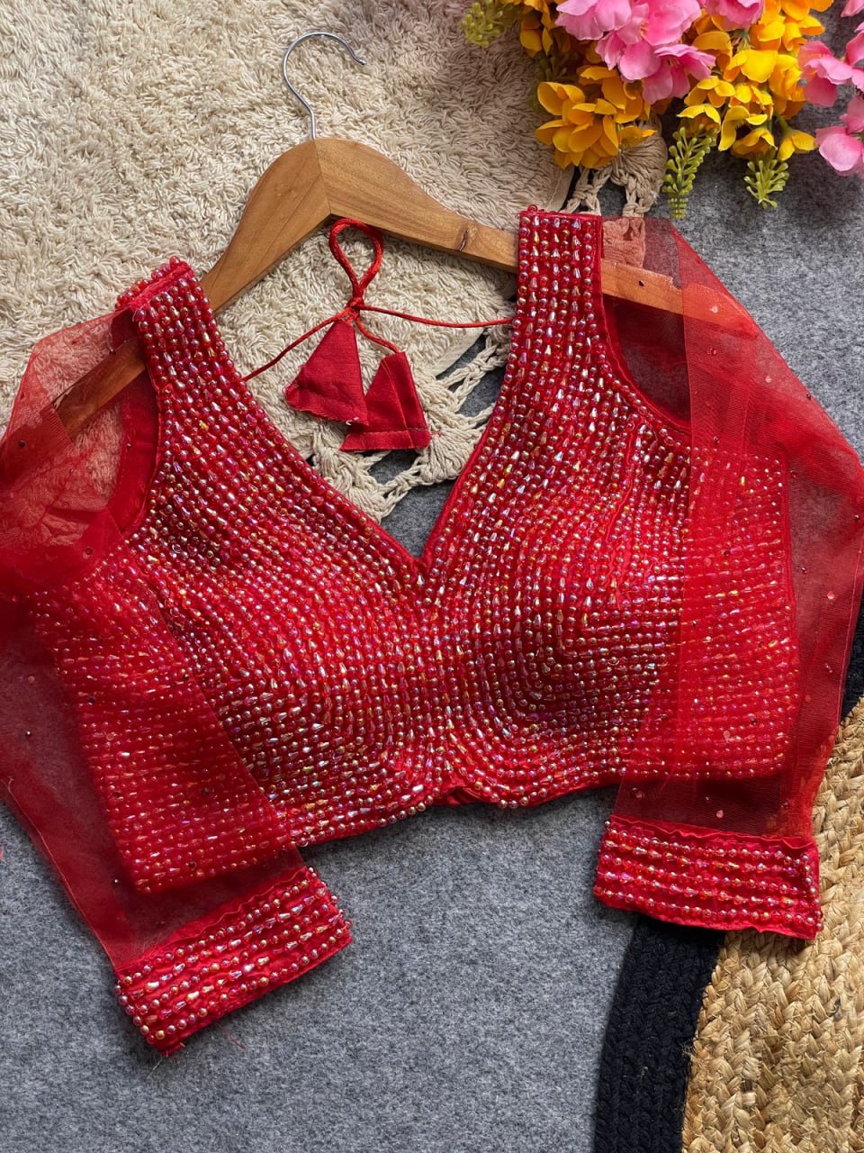 Handcrafted Pearl Work all over Blouse