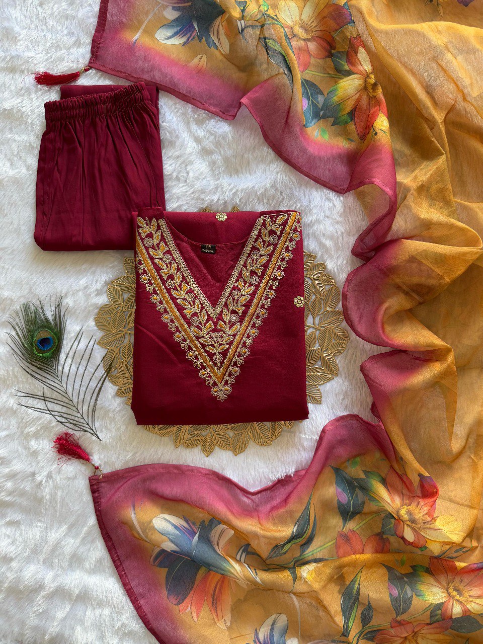 Fully Stitched Ethnic Set with Dupatta