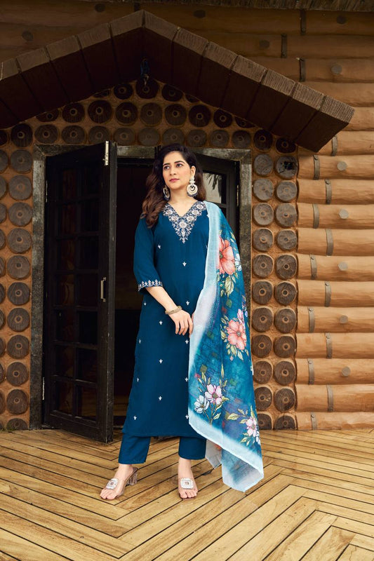 Fully Stitched Ethnic Set with Dupatta