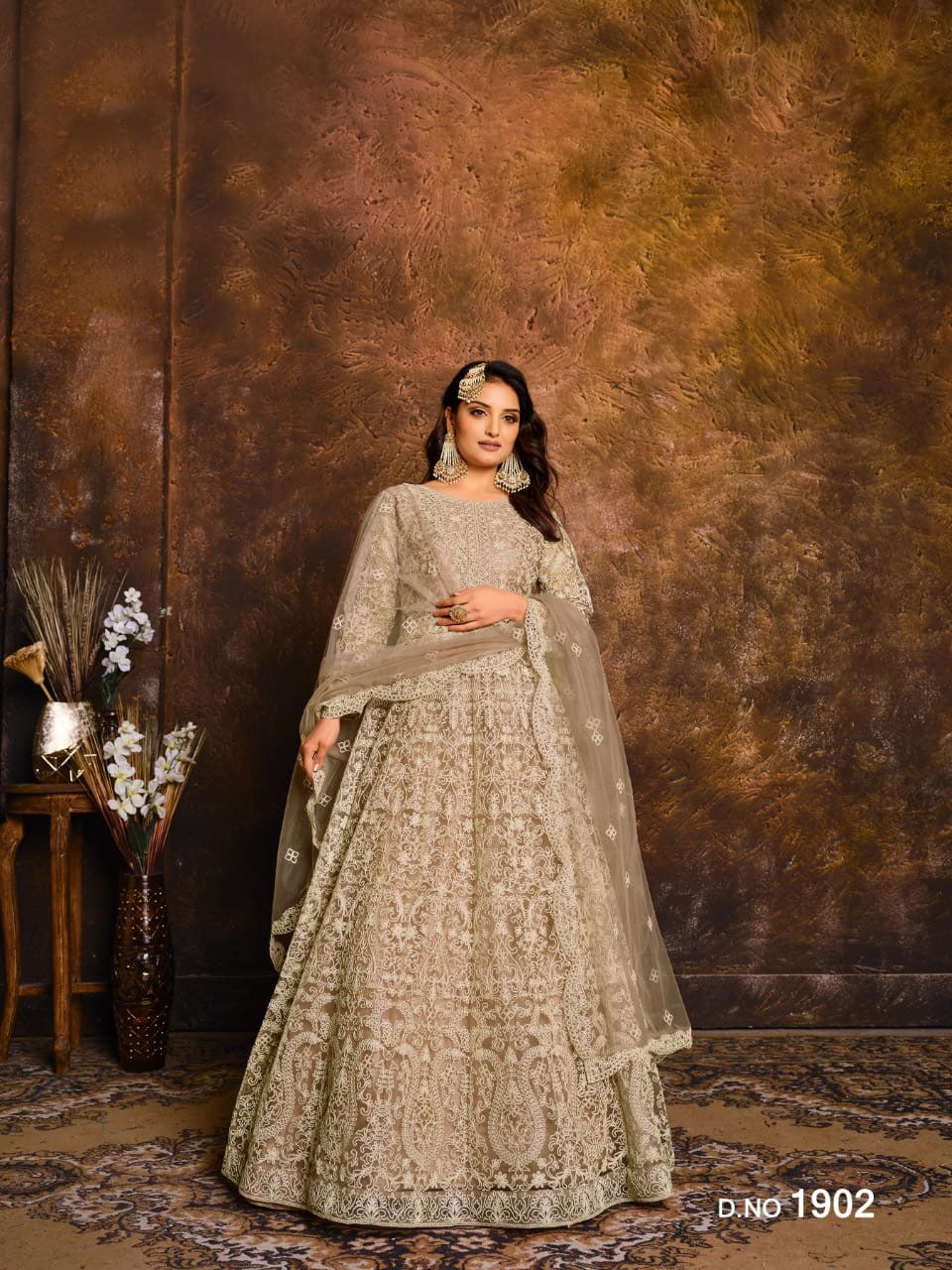 Vani Net with Coding Embroidery Unstitched Suits