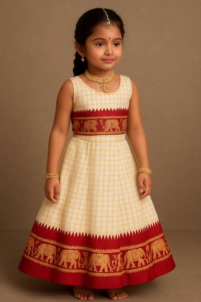 Kids Silk Lehenga Choli with Jacquard Weaving