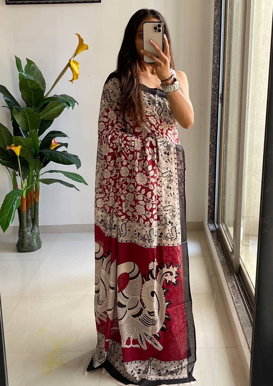 Kalamkari Print Mul Cotton Saree Collection