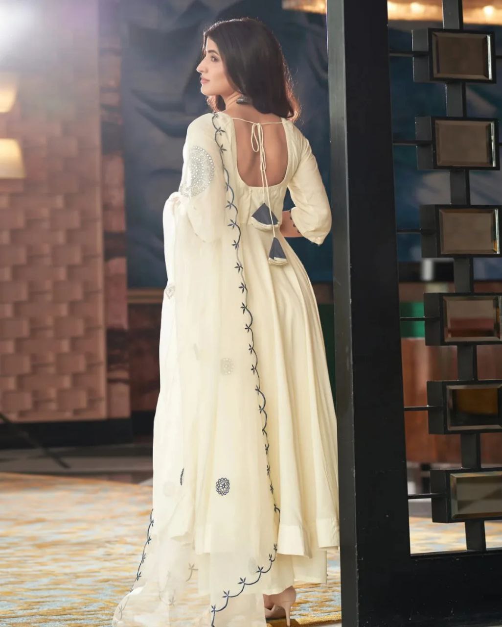 Bollywood Inspired White Anarkali by Rasha Tandani