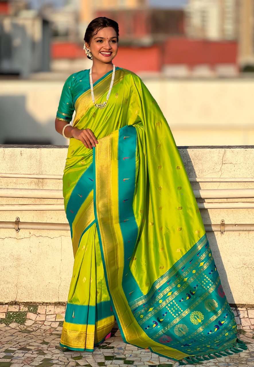 Soft Silk Rich Gold Zari Weaving Paithani Saree
