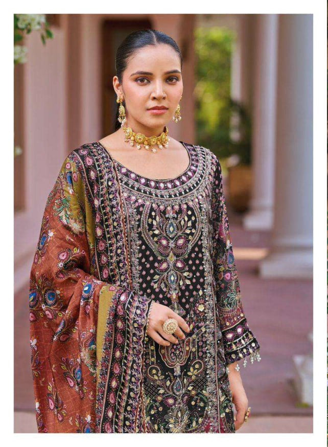 Chinon Digital Print Silk with Hand Work Suit