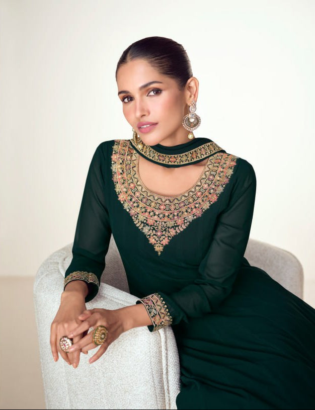Georgette + Embroidery Work Gown