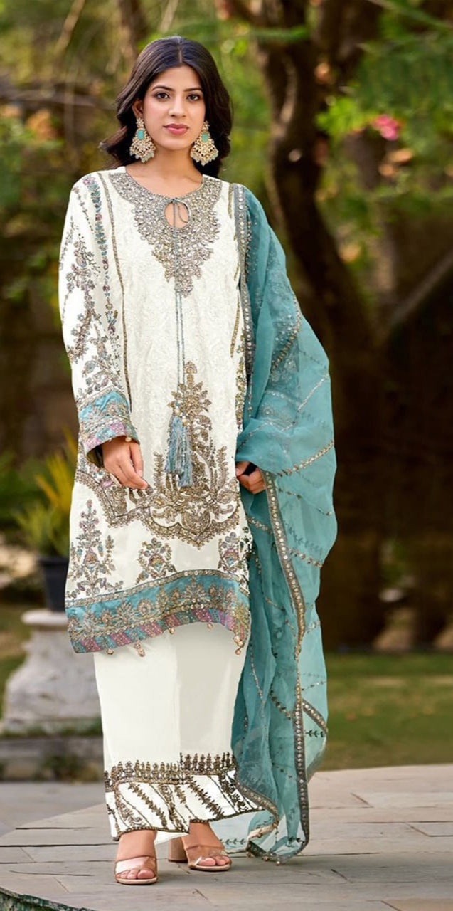 Fox Georgette With Embroidery Sequence Work With Latkan Suit