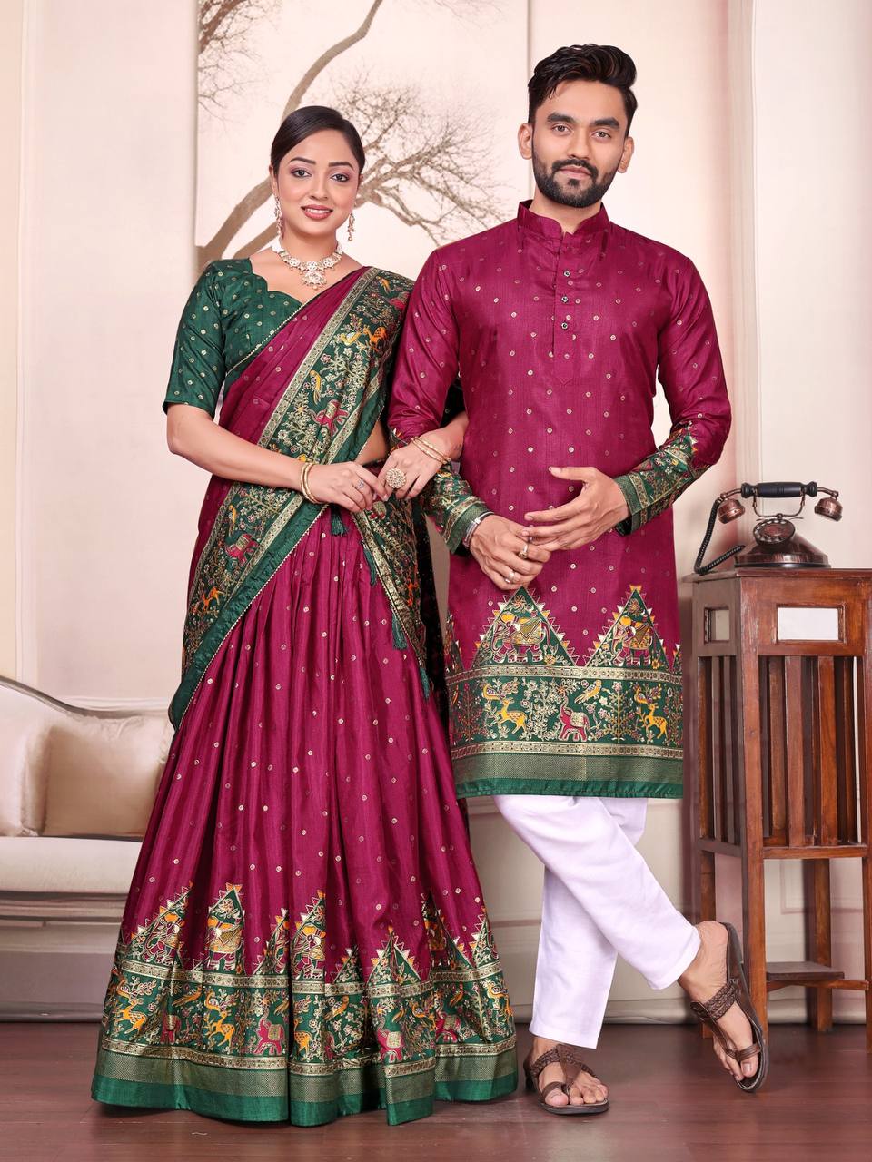 COUPLE COMBO KURTA WITH LEHENGA