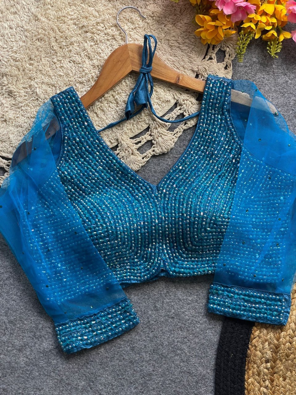 Handcrafted Pearl Work all over Blouse