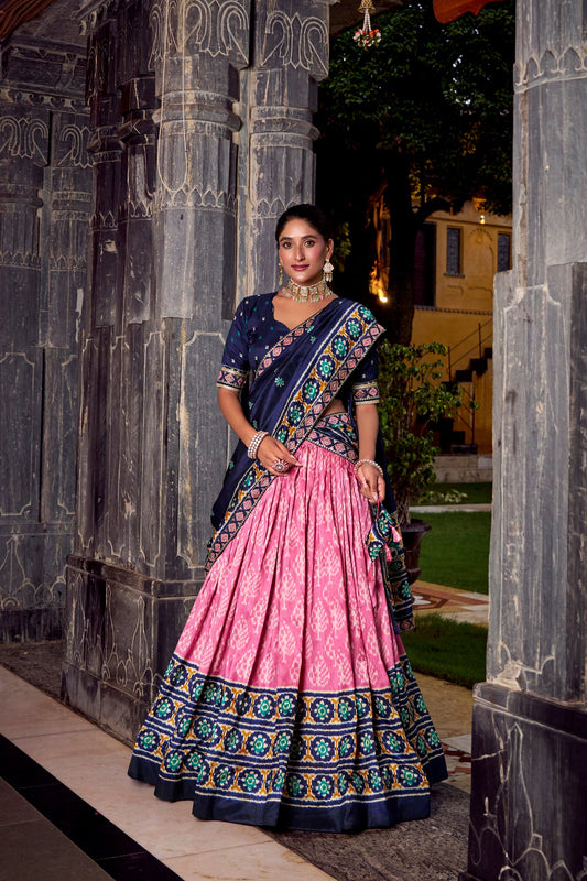 PINK BLUE IKKAT PRINT LEHENGA PREORDER SPECIAL