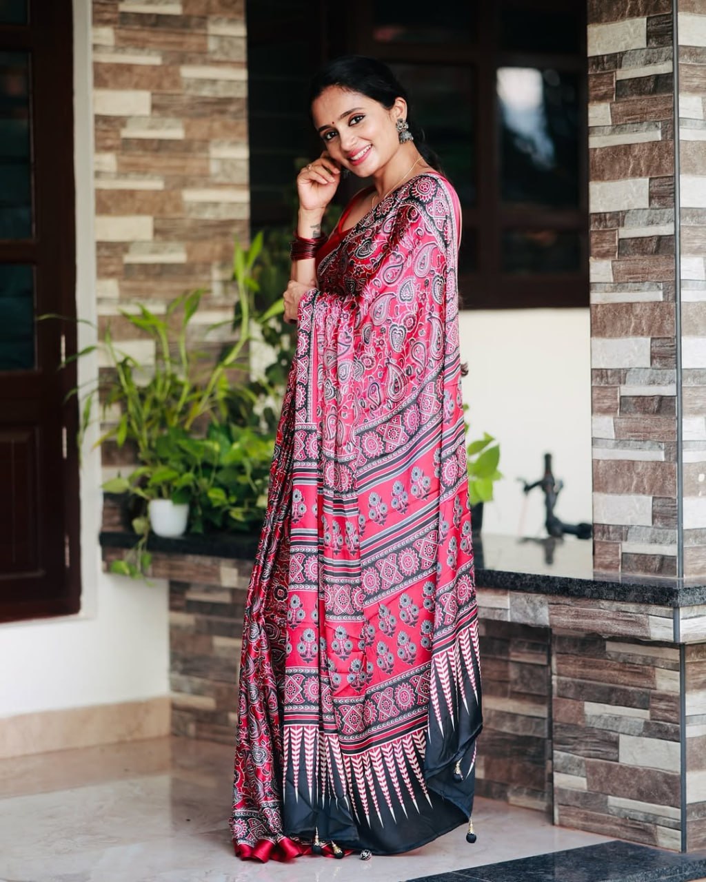 Digital Print Semi Gajji Silk Soft and Smooth Saree