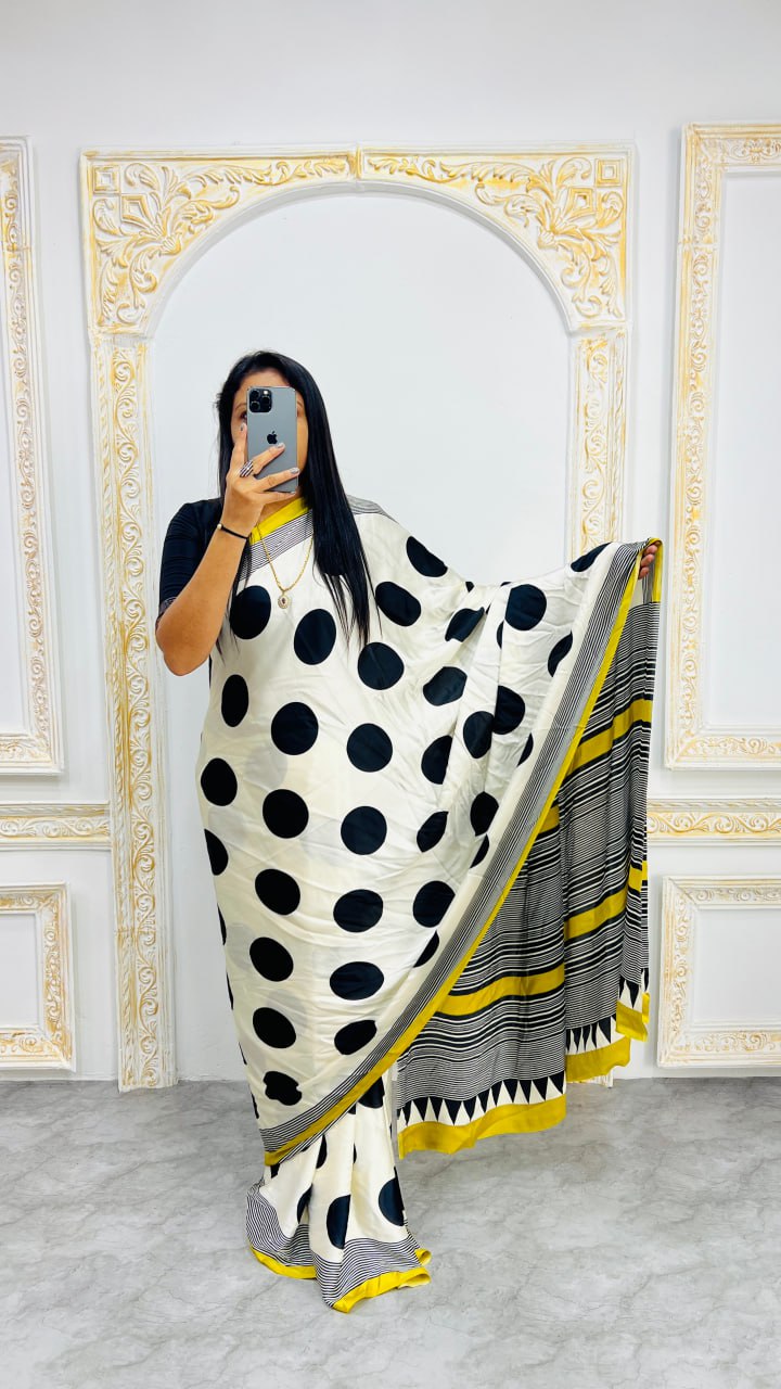 White Color Semi Gajji Silk Soft and Smooth Saree