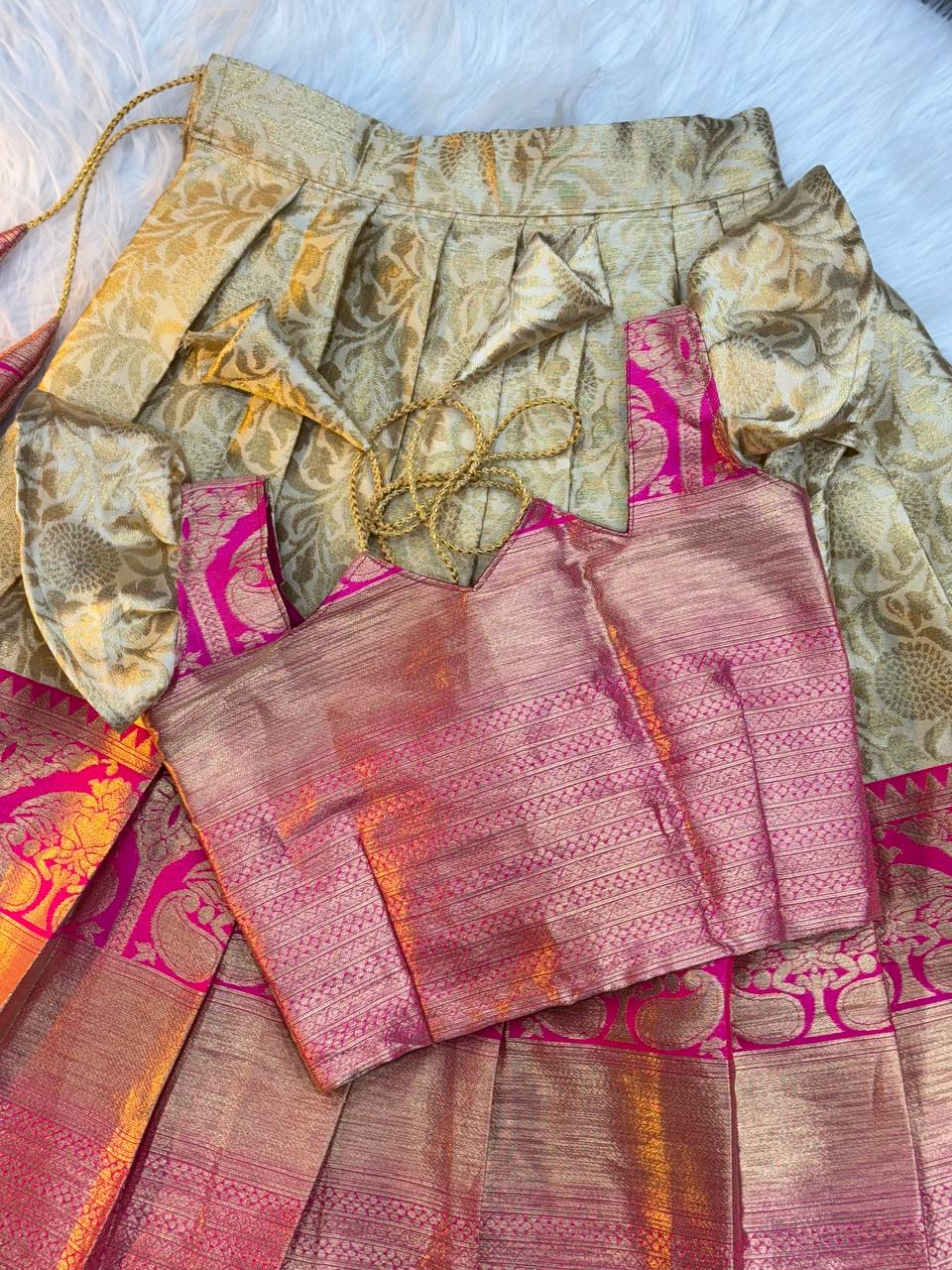 Designer Jacquard Weaving Kids Lehenga Choli