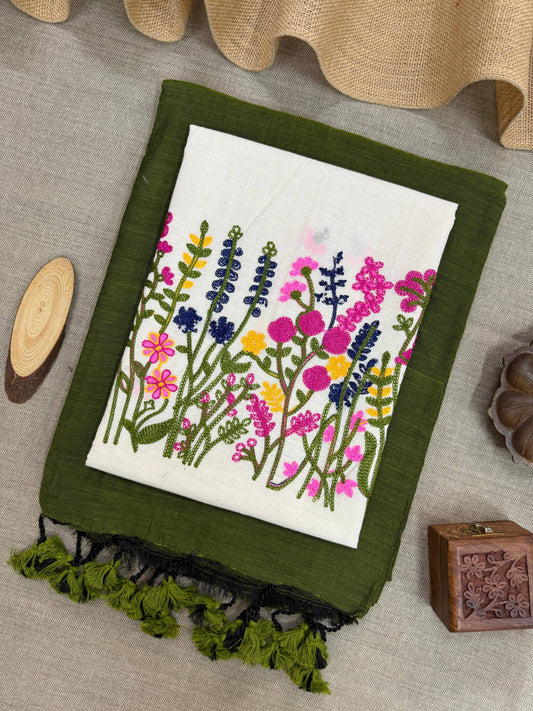 Pure Handloom Khadi Cotton With Designer Blouse