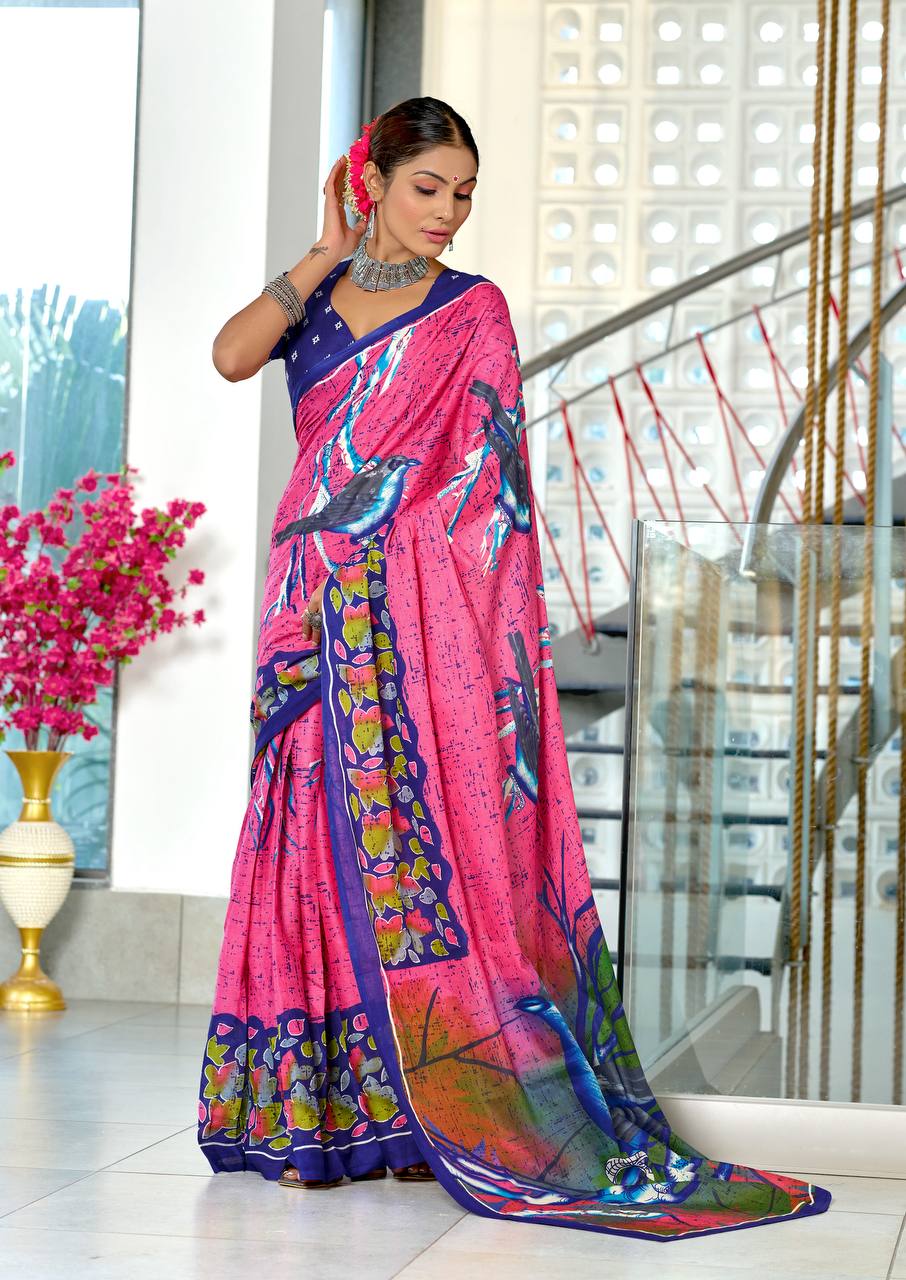 Heritage Hand Print Mulmul Cotton Sarees