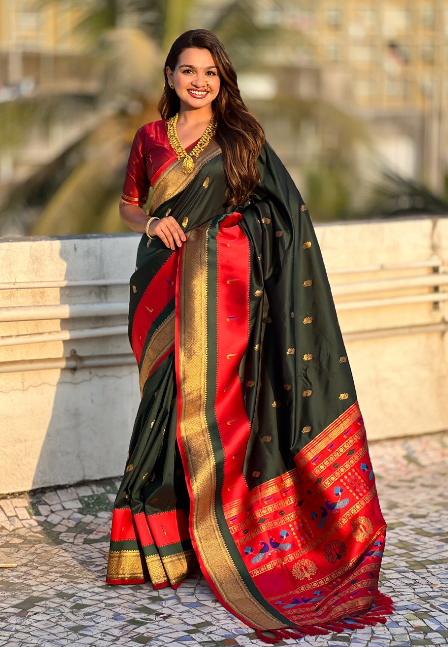 Soft Silk Rich Gold Zari Weaving Paithani Saree