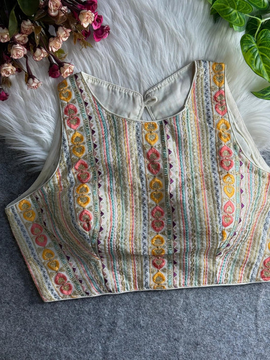 Georgette Embroidery Sleeveless Blouse