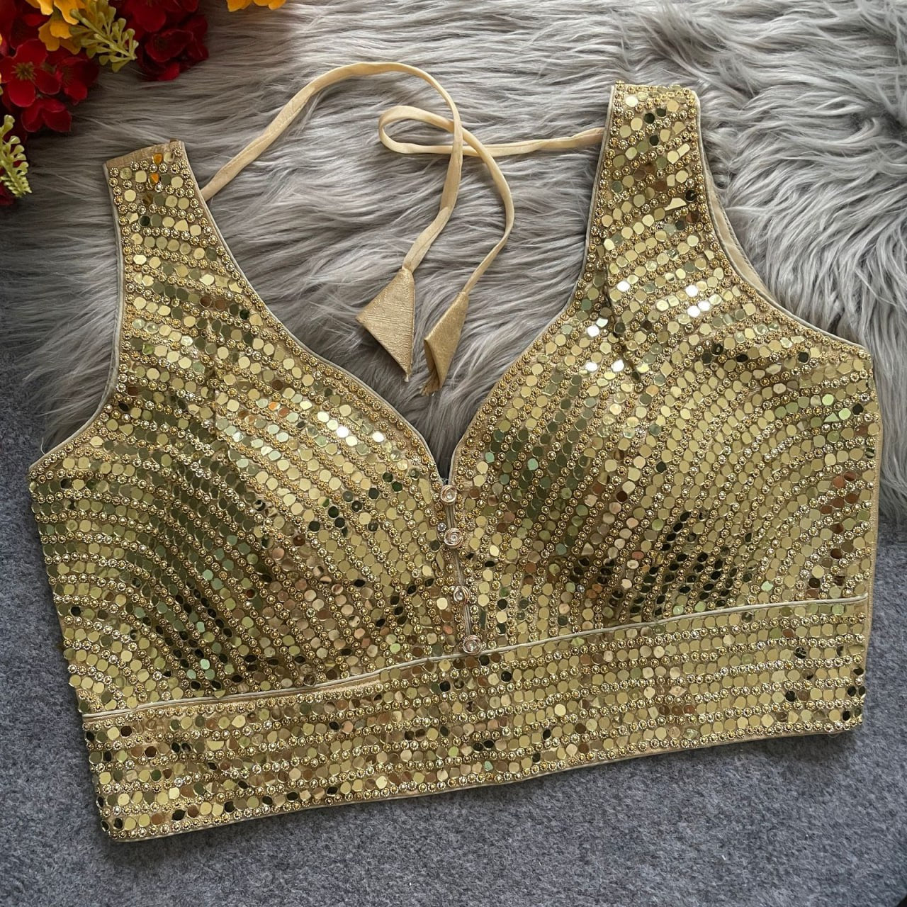 Phantom Mirror + Heavy Stone Handwork with Real Bottom Blouse
