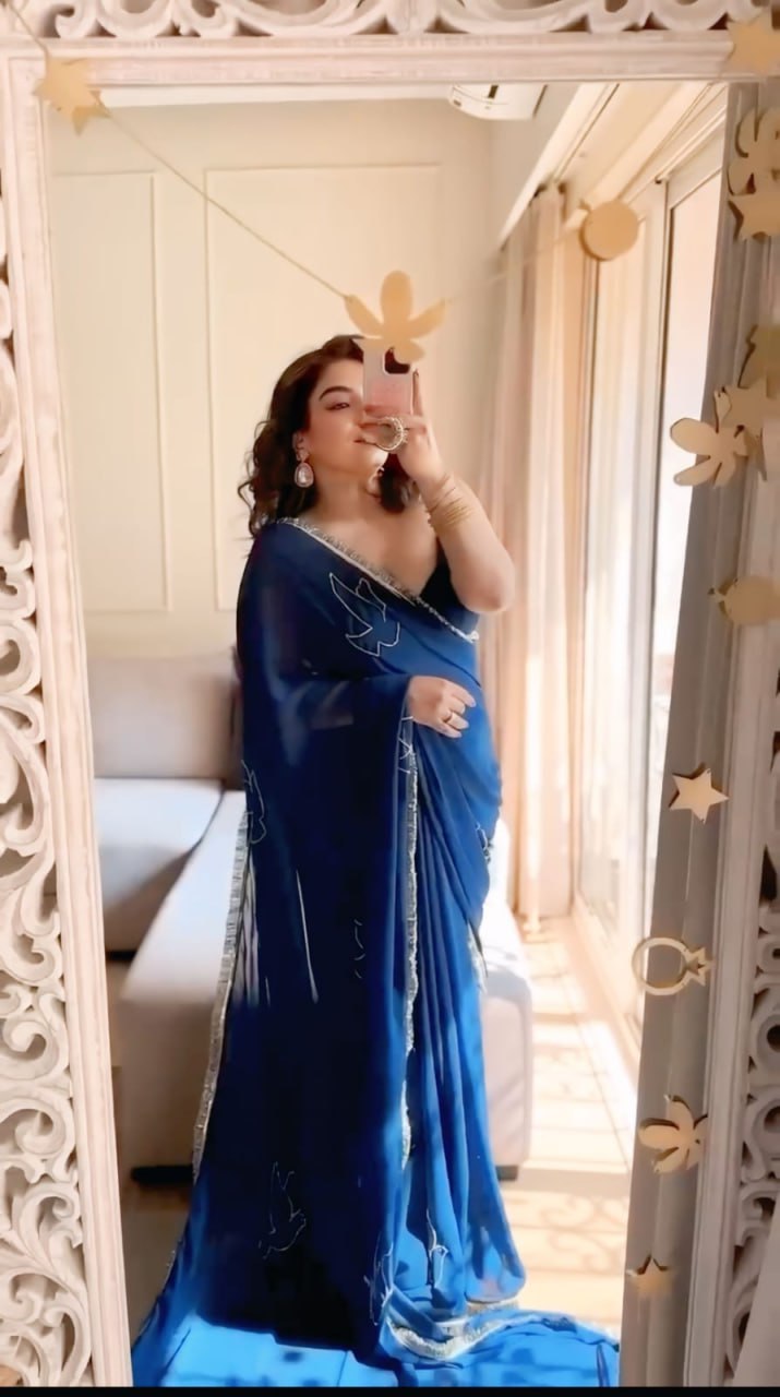 Soft N Blue Georgette Silk Ready To Wear Saree