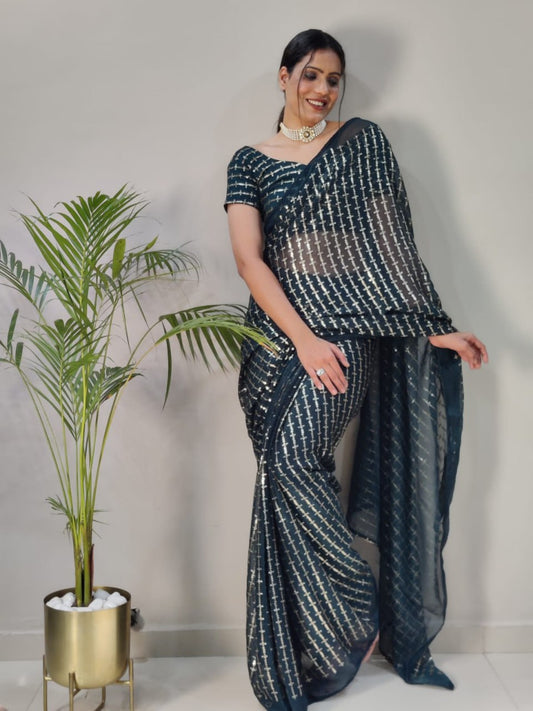 Shimmer Chiffon Silk Ready To Wear Saree