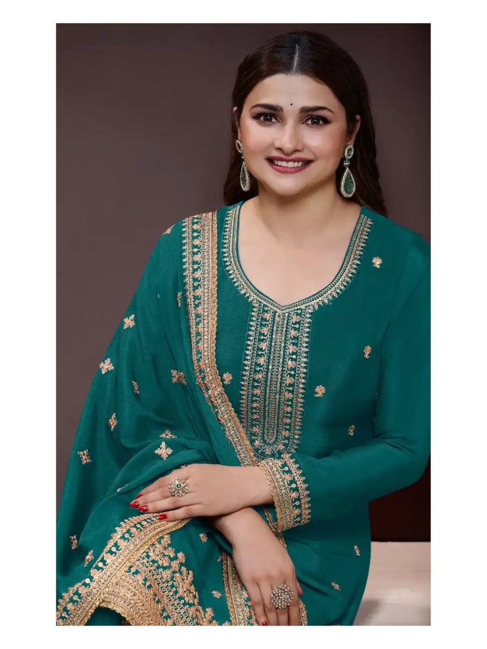 Multicolor Embroidery Work Suit With Plazo