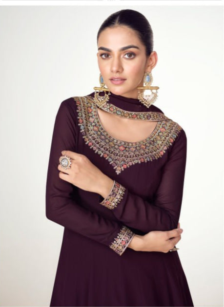 Georgette + Embroidery Work Gown