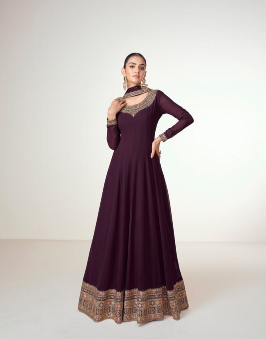 Georgette + Embroidery Work Gown