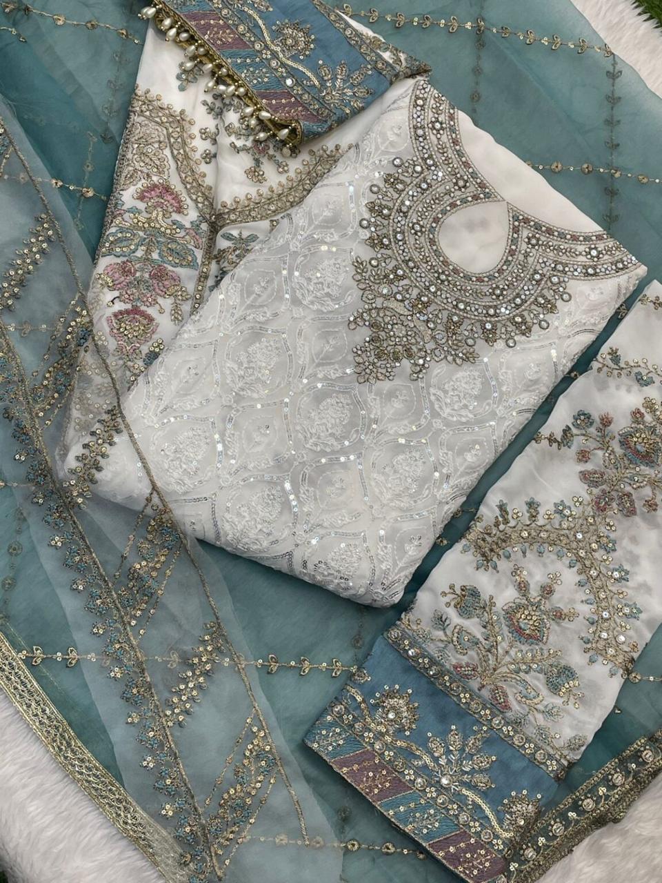 Fox Georgette With Embroidery Sequence Work With Latkan Suit