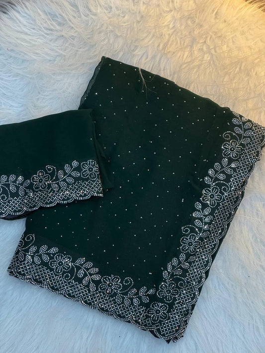 GEORGETTE FABRIC WITH STON WORK SAREE