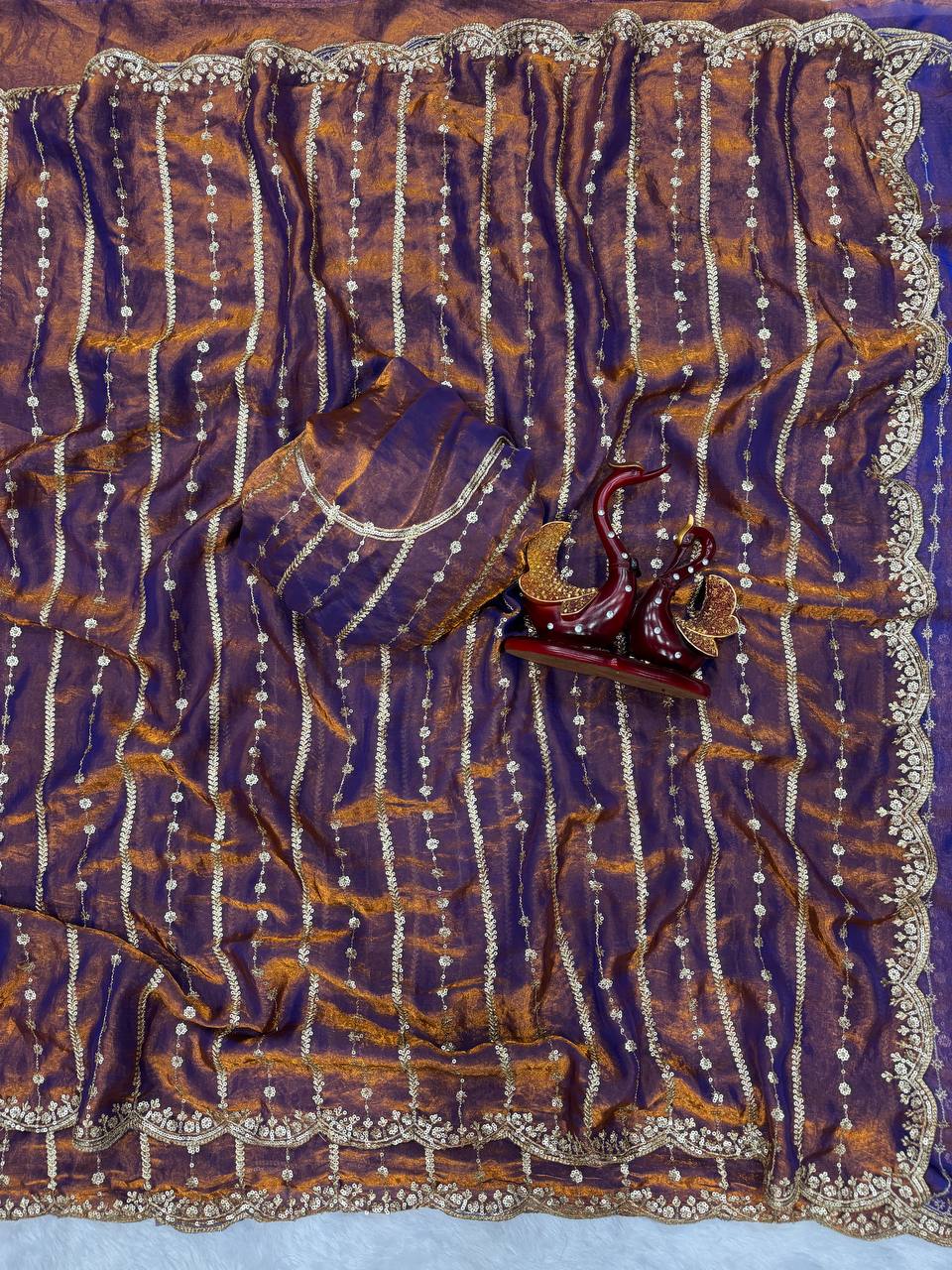 Embroidery Soft Space Silk Saree (M1001)