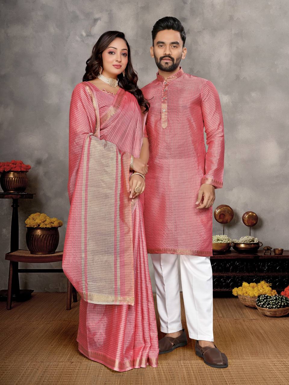 COUPLE COMBO KURTA WITH SAREE