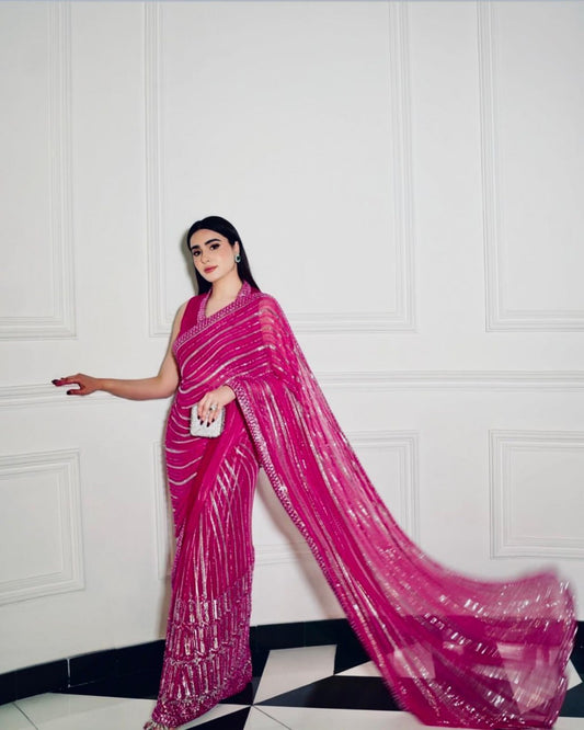 Georgette With Sequins Saree
